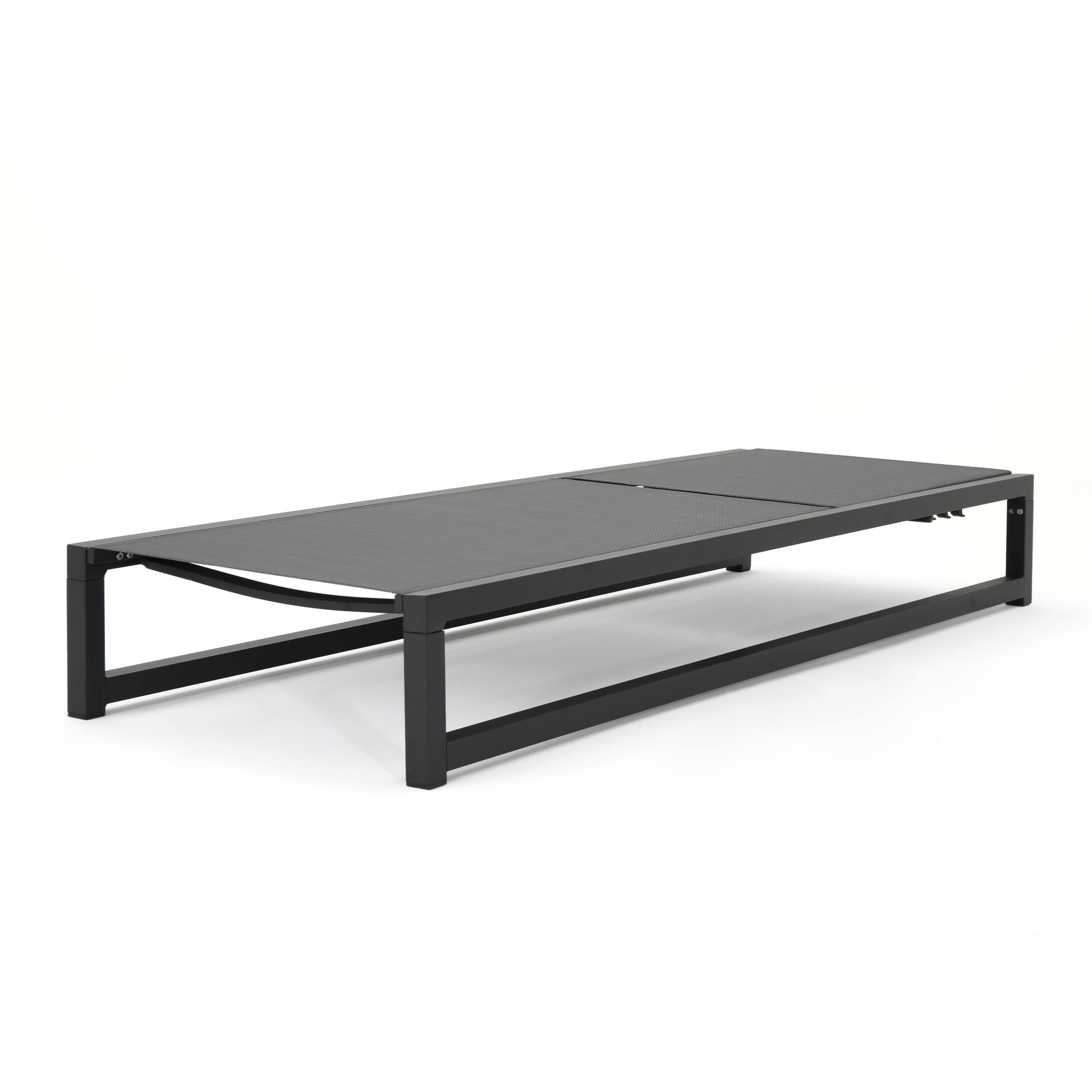 Alt View 1. Mondawe - Set of 2  Adjustable Aluminum Frame Mesh Chaise Lounge Set - Grey.