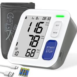 Dazzed Corner - Upper Arm Blood Pressure Monitor for Home Use, 9"-17" Adjustable Cuff - White
