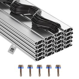 VEVOR - Greenhouse Spring Wire and Lock Channel, 40 Packs 6.56 ft PVC-Coated Wiggle Wire & Aluminum Alloy Channel Bundle Kit - Silver