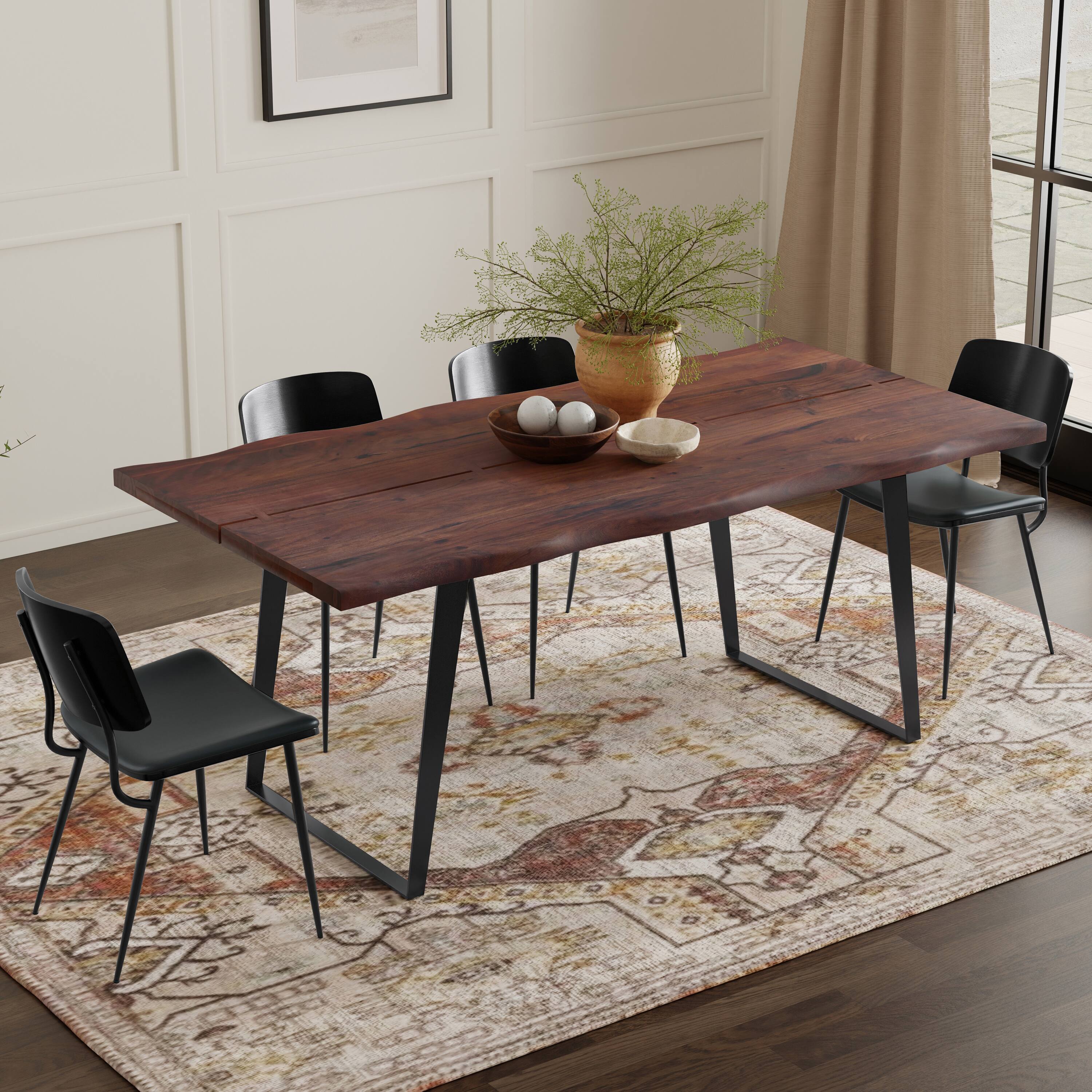 Angle. Simpli Home - Delta 72 inch x 36 inch Rectangle Modern Industrial Dining Table in Dark Walnut - Dark Walnut.