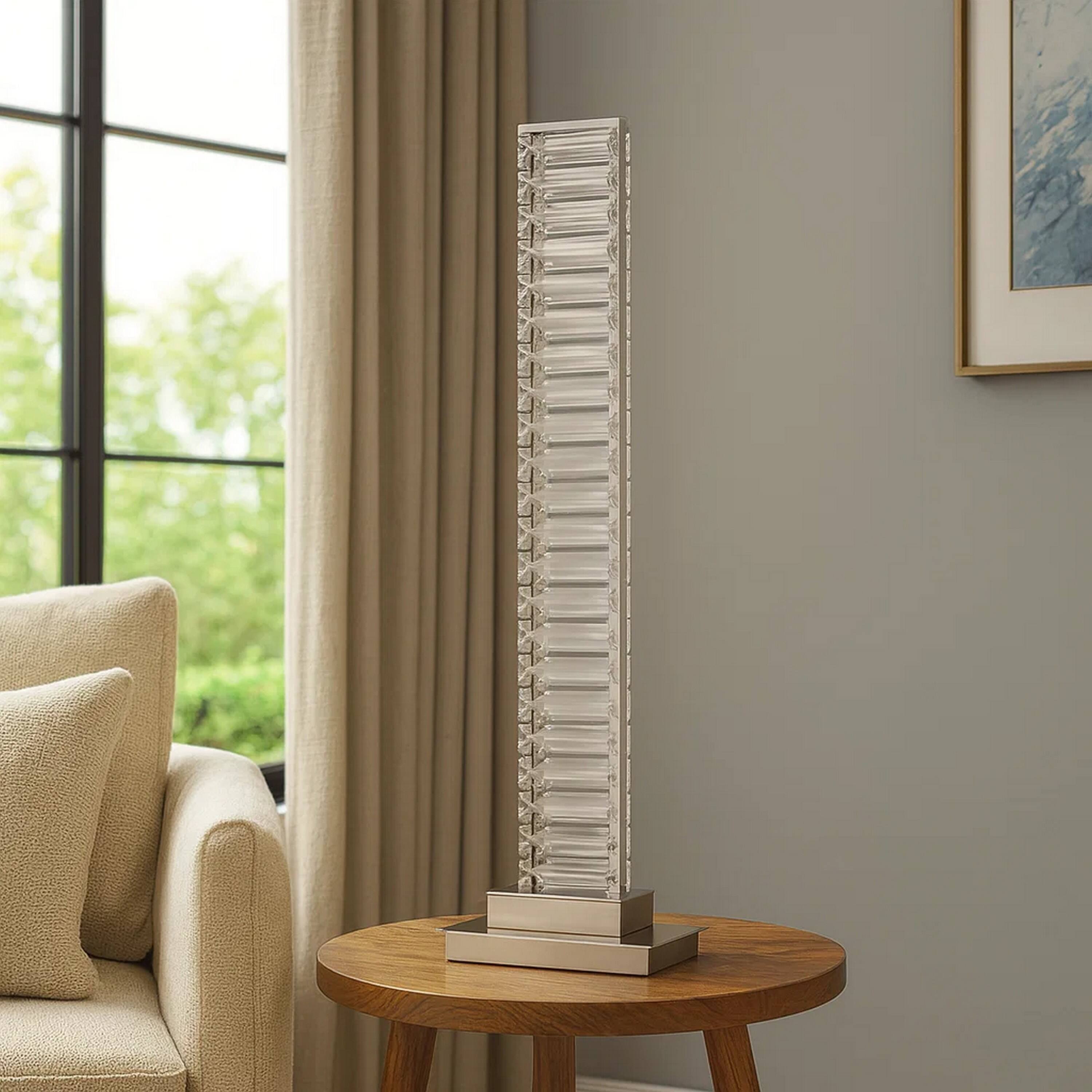 Alt View 3. Manhattan Lane - Lizy 24 Inch Table Lamp with Crystal, LED Metal Frame, Nickel Finish - Nickel.
