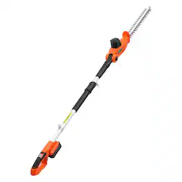 VEVOR - Cordless Pole Hedge Trimmer, 20V Electric Bush Trimmer Kit with 18 Inch Double-Edged Steel Blade - Black;Orange