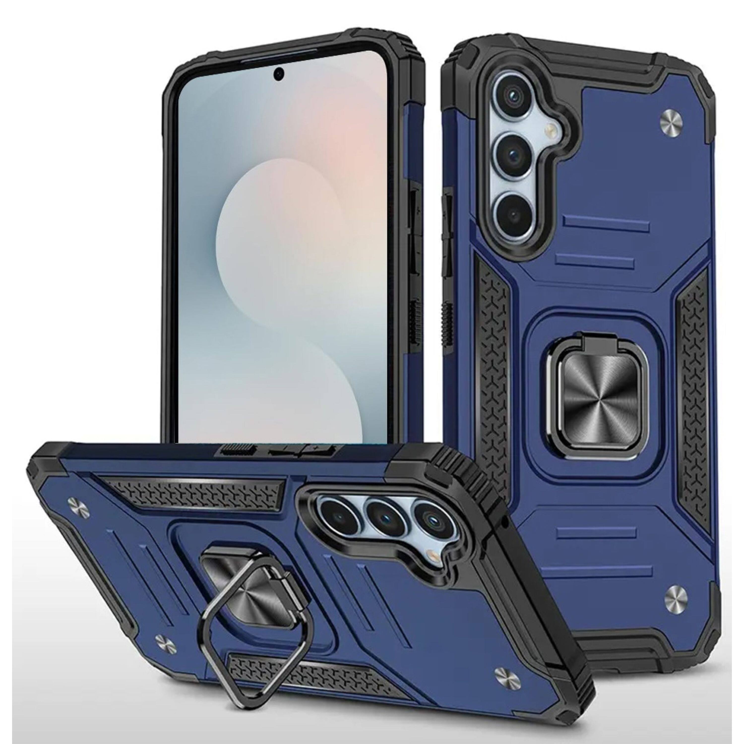 Front. Kitcheniva - Shockproof Magnetic Kickstand Phone Case With Tempered Glass For Samsung Galaxy S26+ Blue - Blue.
