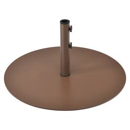 Gymax - Round Weighted Patio Umbrella Base Stand 59 lbs w/ 3 Adapters - Brown