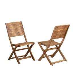 Outdoor Escape - Oil-Finish Wooden Outdoor Patio Chair Set of 2 - Durable Finish - Brown