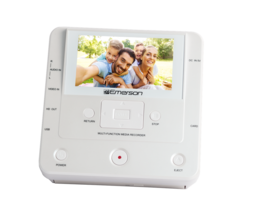 Emerson - EMT‑1200 Multimedia Recorder with 4.3" LCD, Record from Phone to DVD, USB, or Memory Card, HD Output - White