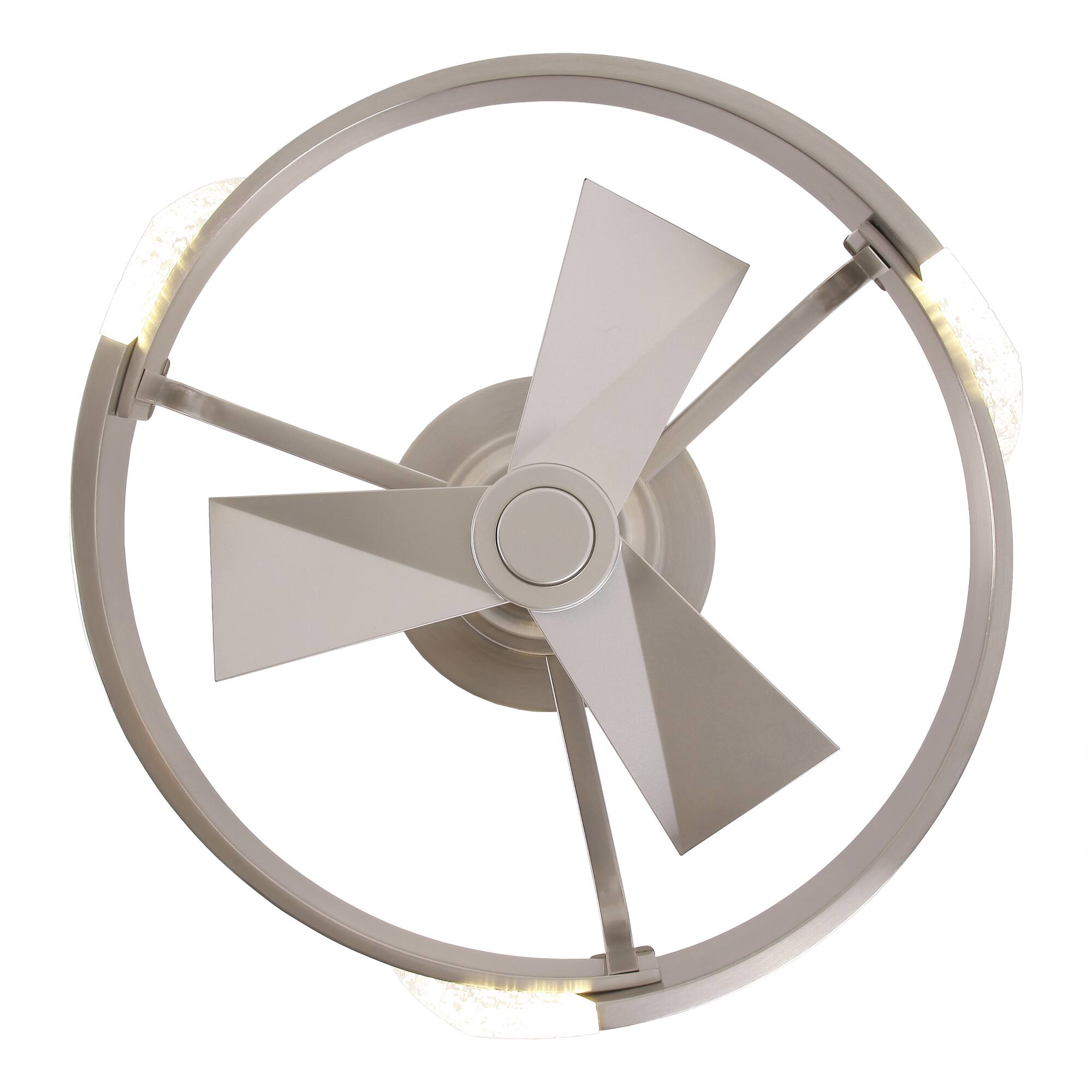 Alt View 8. Parrot Uncle - 20" Modern Sand Nickel Dimmable LED Low Profile Small Ceiling Fan with Remote and Light - Nickel.