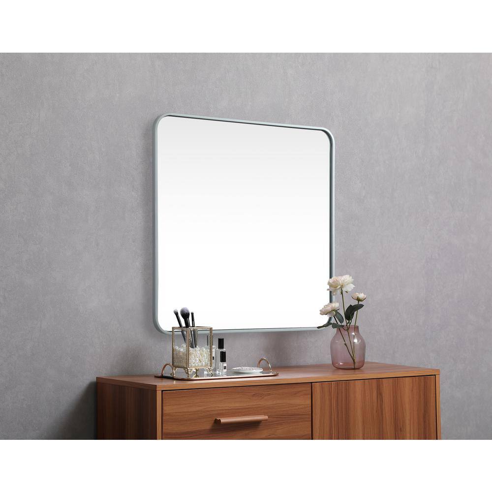 Alt View 2. Elegant Decor - Soft corner metal square mirror 30x30 inch in Silver - Silver.