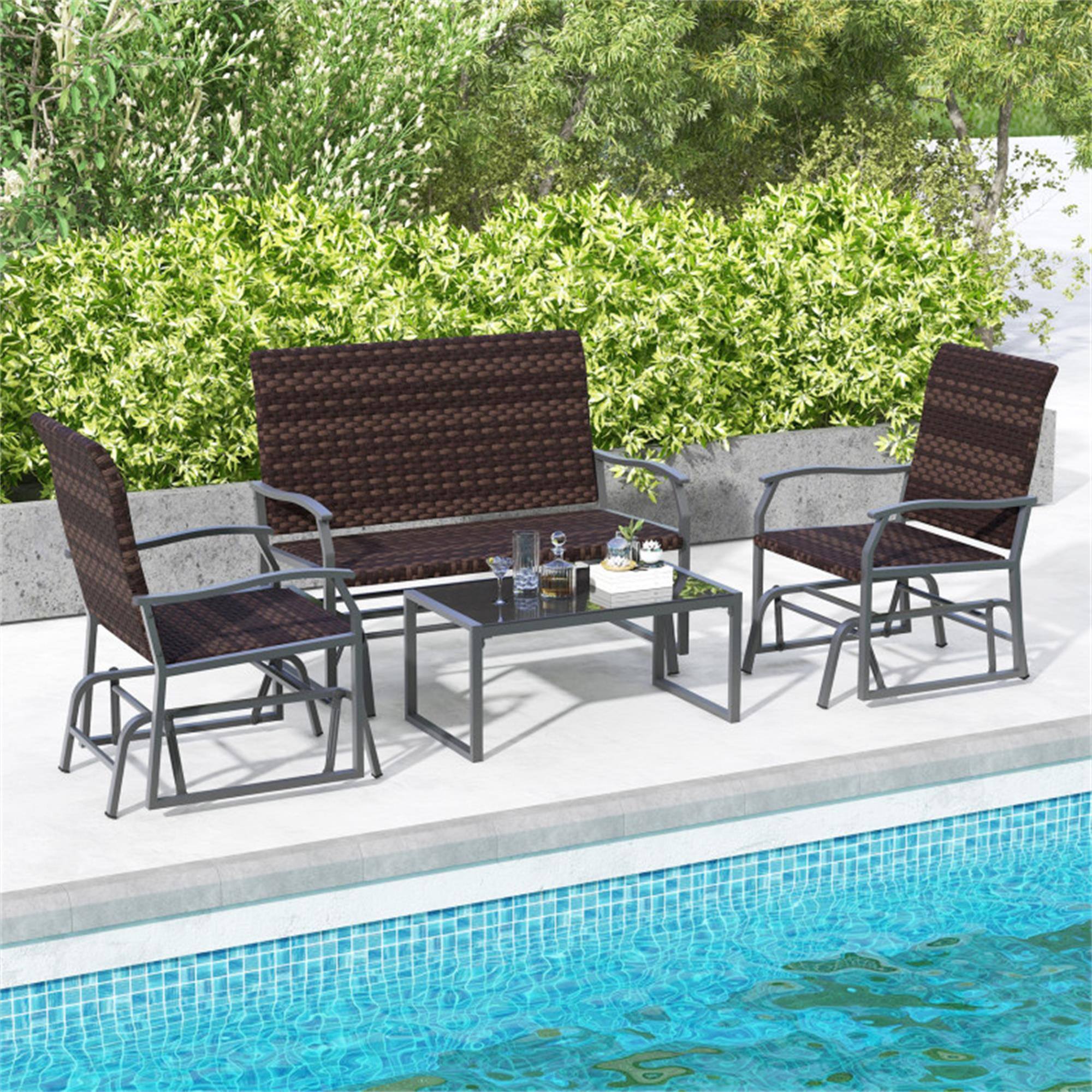 Alt View 1. Boyel Living - Brown 4 Piece Patio Gliding Set 370-in W x 470-in D x 250-in H - Brown.