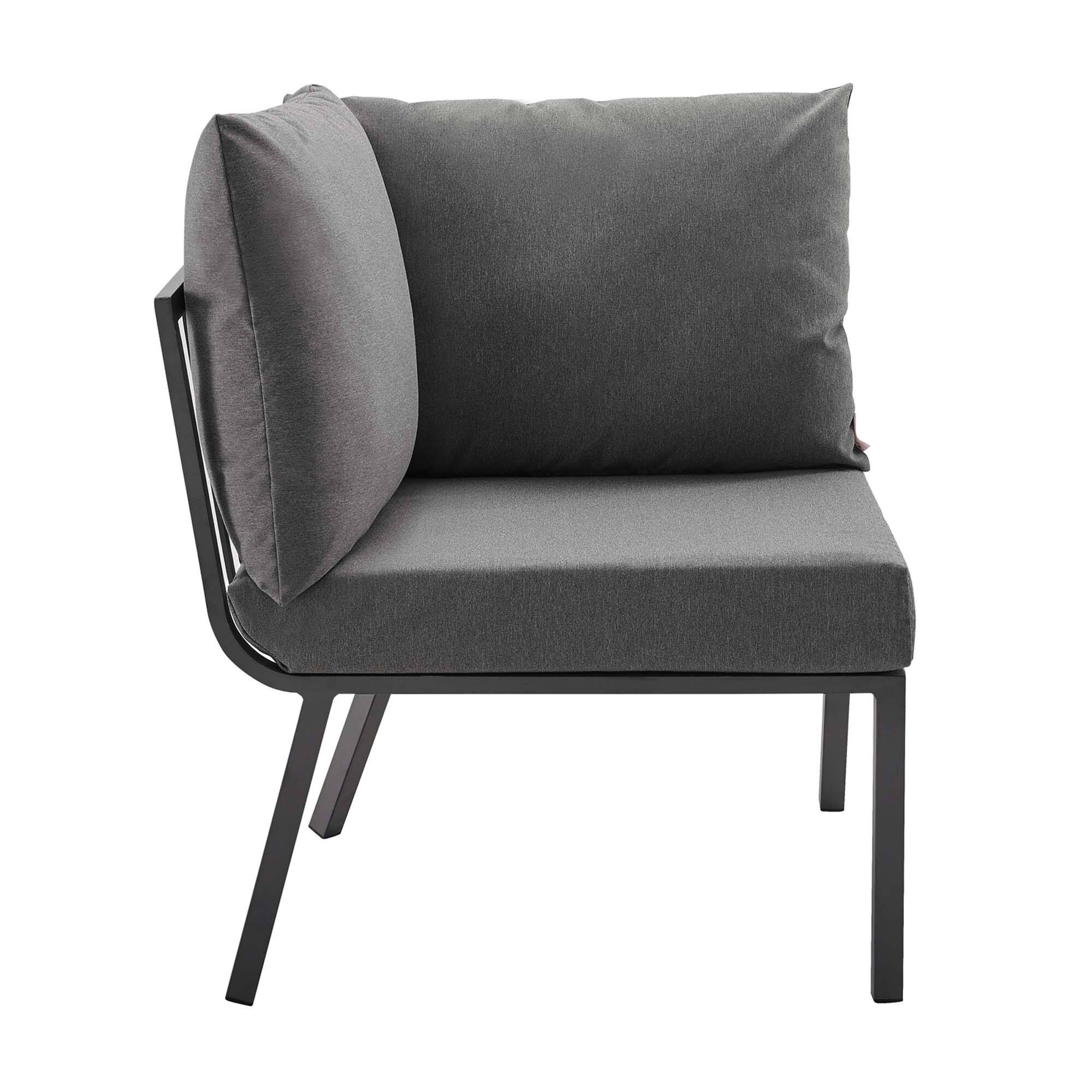 Alt View 1. Modway - Riverside Outdoor Patio Aluminum Corner Chair by Modway - Gray Charcoal.