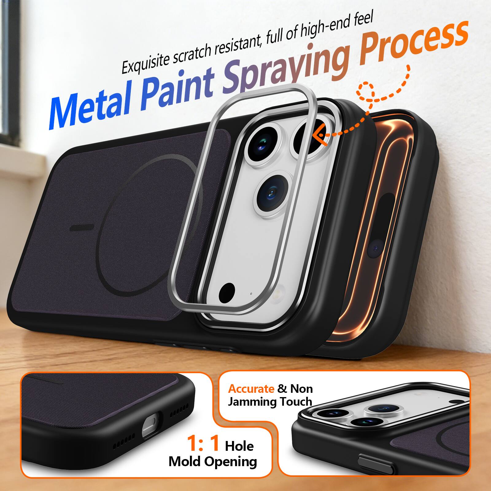 Exquisite scratch resistant, full of high-end feel

Metal Paint Spraying Process

Accurate & Non Jamming Touch

1:1 Hole Mold Opening