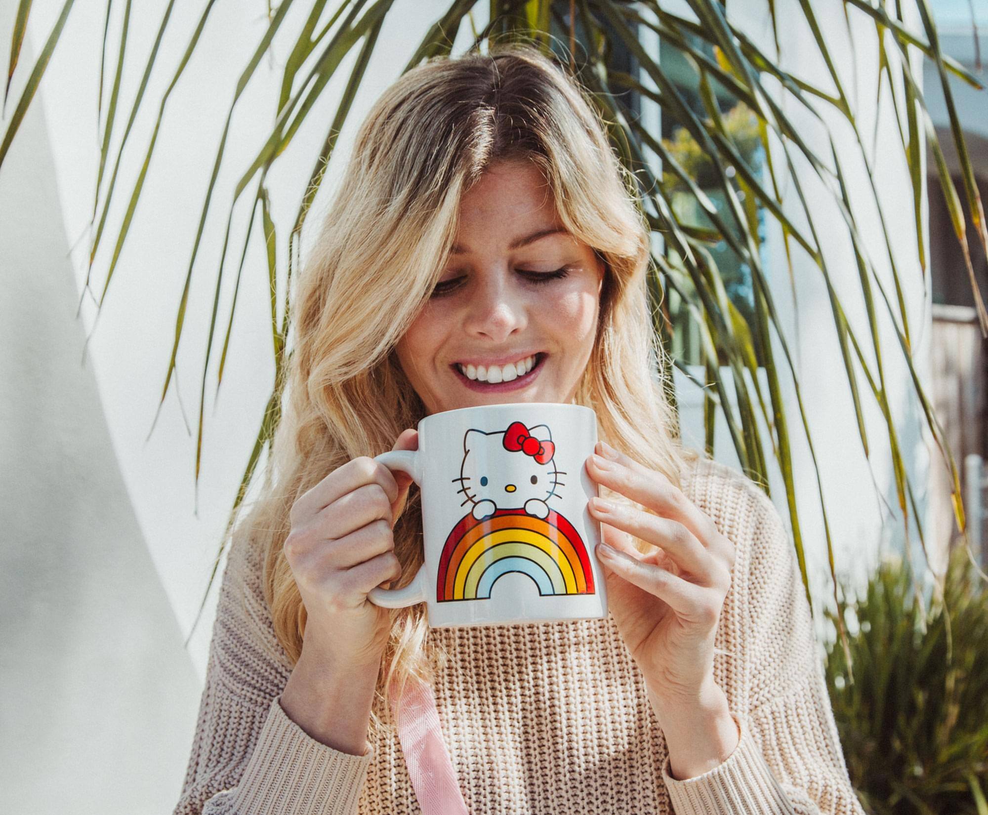 Alt View 3. Silver Buffalo - Sanrio Hello Kitty Rainbow Peek Ceramic Mug | Holds 20 Ounces - Red.