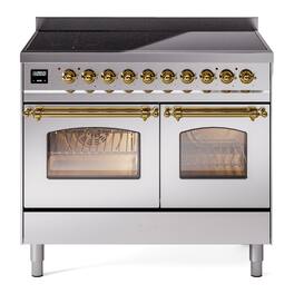 ILVE - Nostalgie II 40 inch Induction Range with 6 Elements (Triple Glass Door, Brass) - Stainless Steel