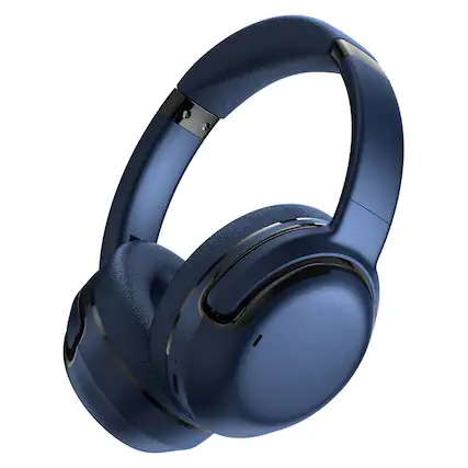 Front. RCA - WAVE-76 wireless folding on-ear headphones, mic, ANC, on-ear controls, 3D earpads, 25 hr play time - Blue.