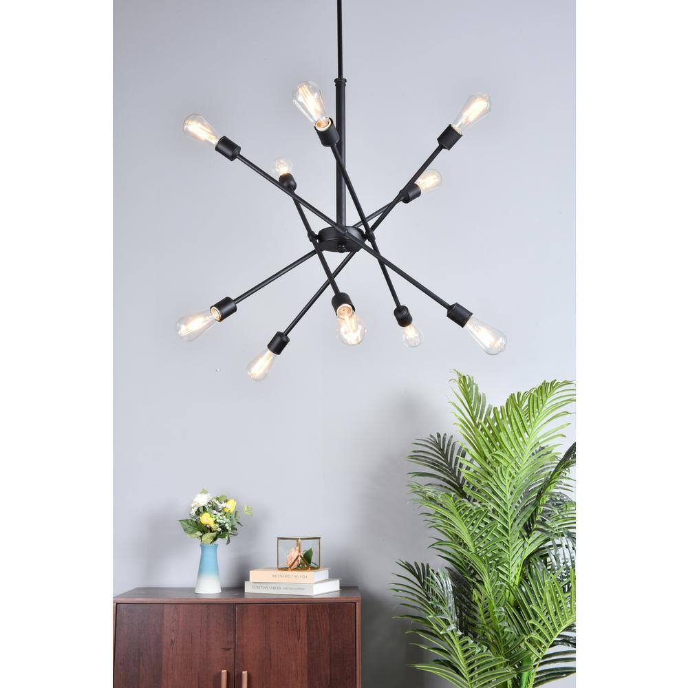 Angle. Living District - Axel 10 lights black pendant with hanging rod - Black.