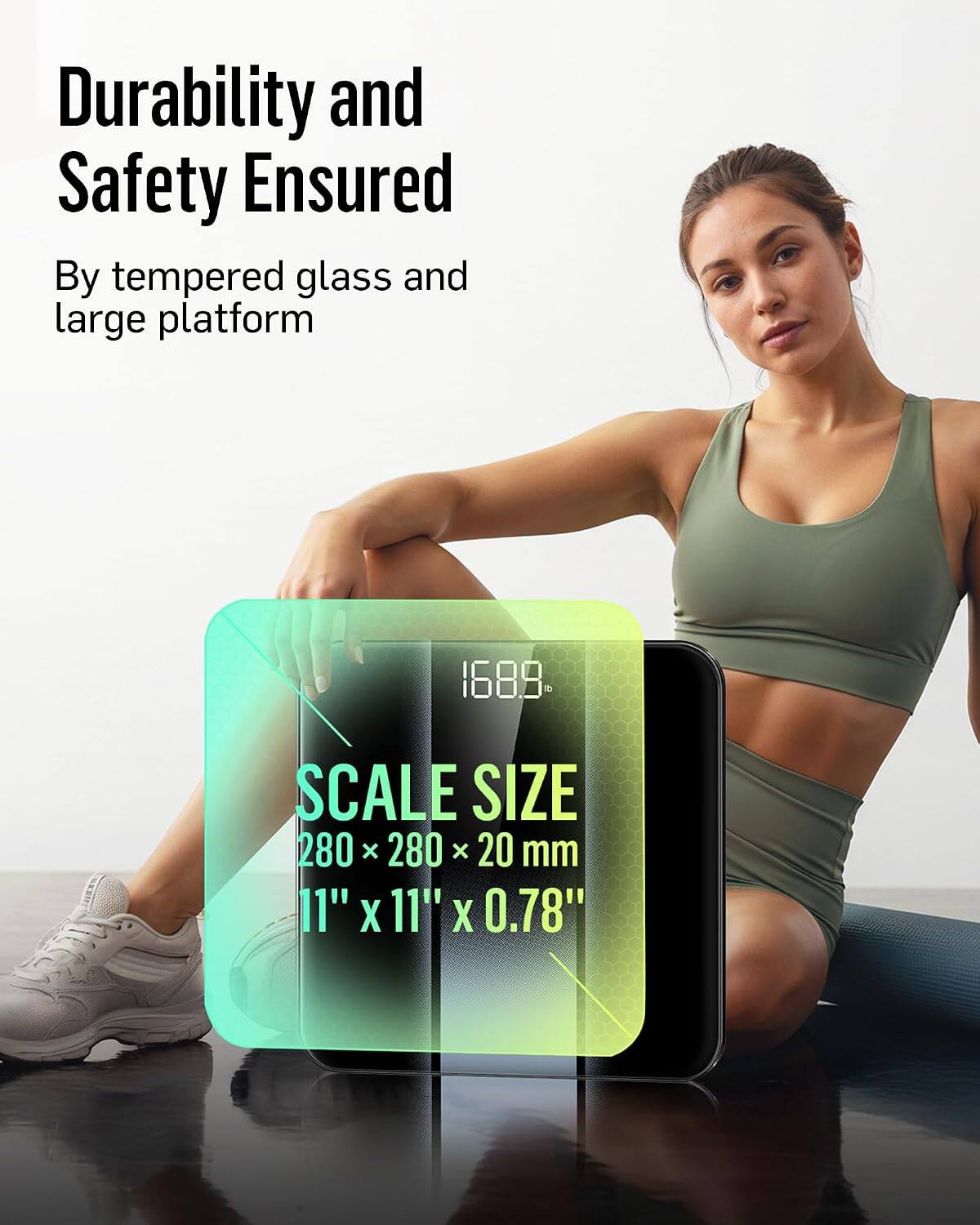 Durability and Safety Ensured By tempered glass and large platform

1689

SCALE SIZE 280 X 280 X 20 mm 11" X 11" X 0.78"