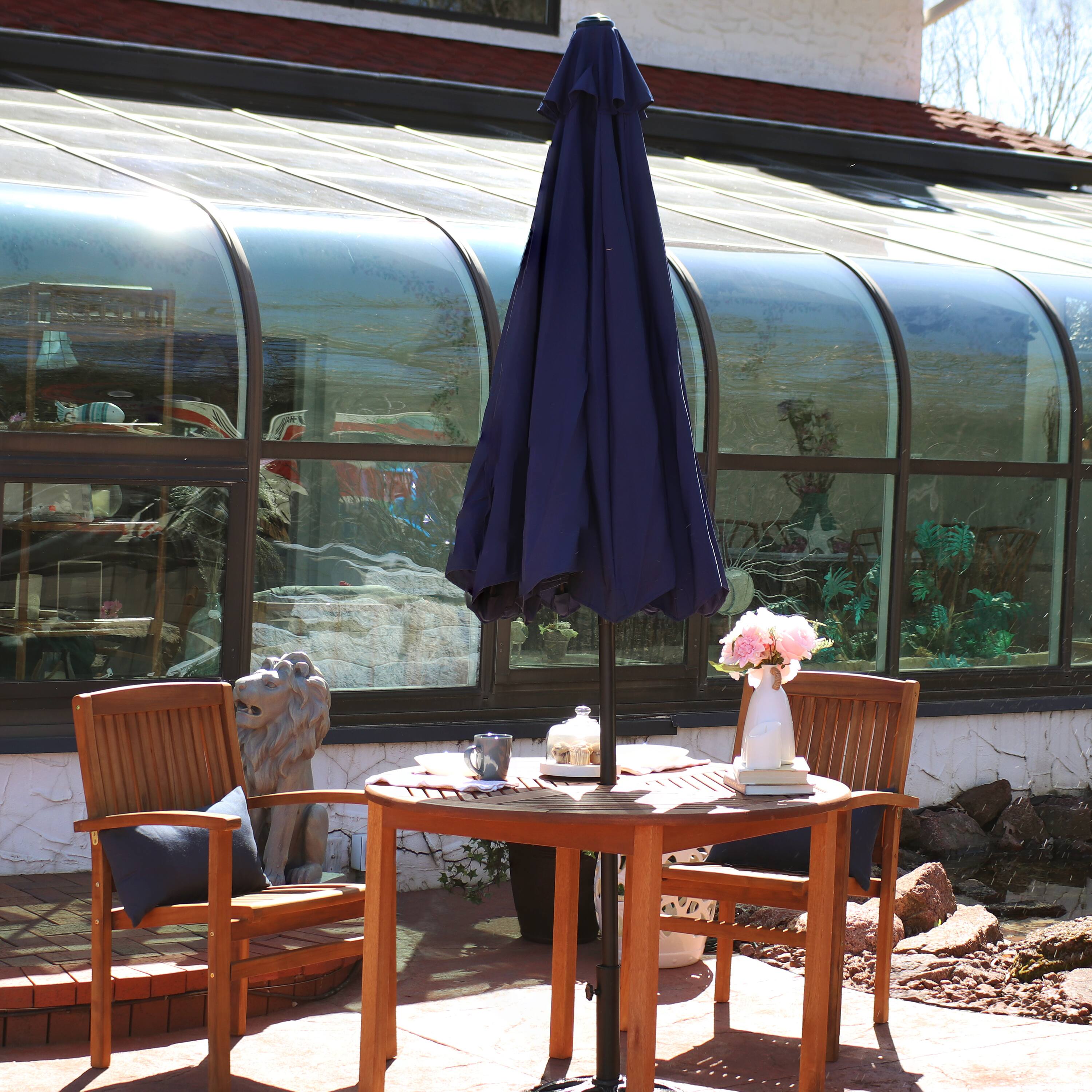 Alt View 8. Sunnydaze - 9 ft Aluminum Patio Umbrella with Tilt and Crank - Navy Blue.