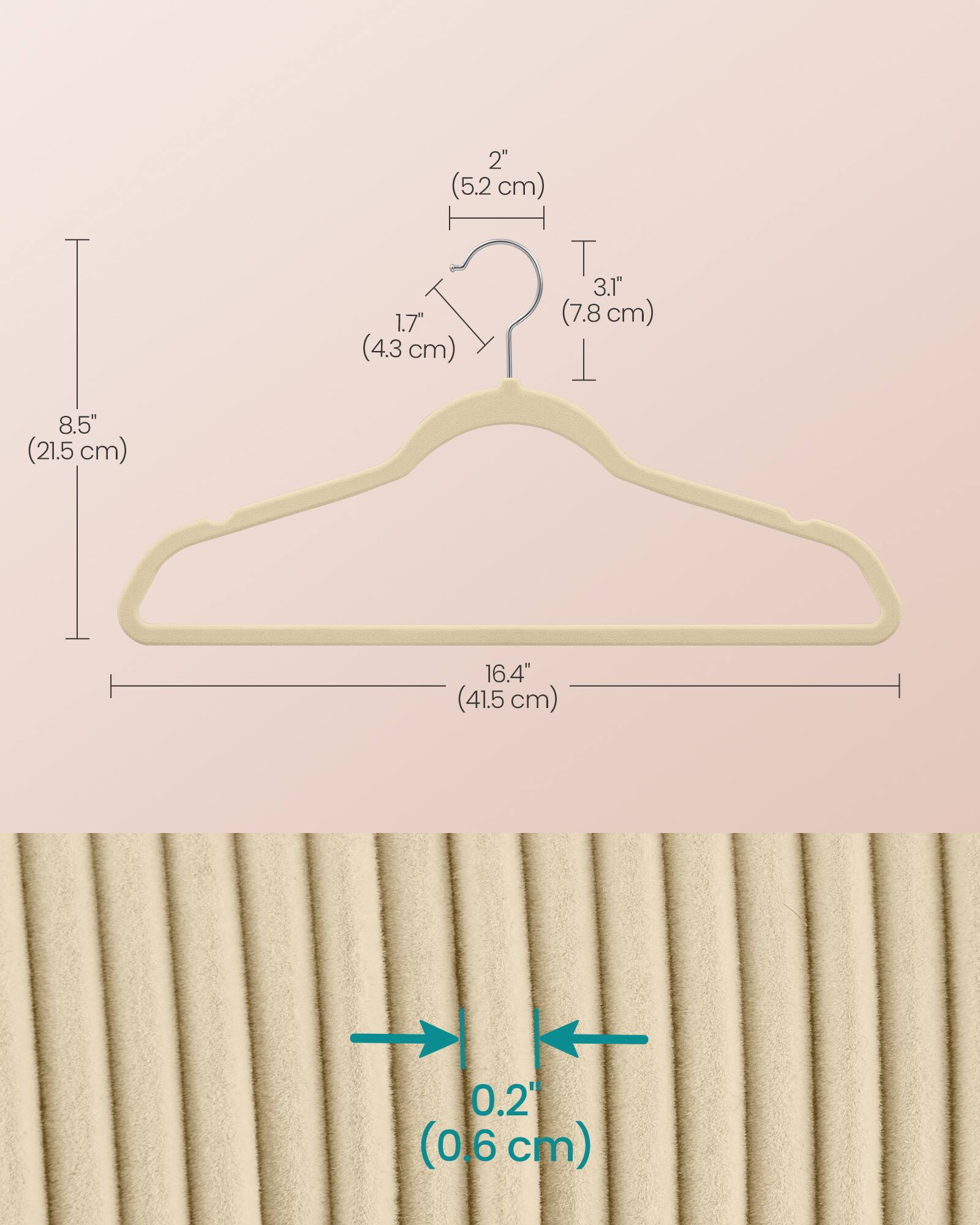 2" (5.2 cm)  
8.5" (21.5 cm)  
1.7" (4.3 cm)  
3.1" (7.8 cm)  
16.4" (41.5 cm)  
0.2" (0.6 cm)