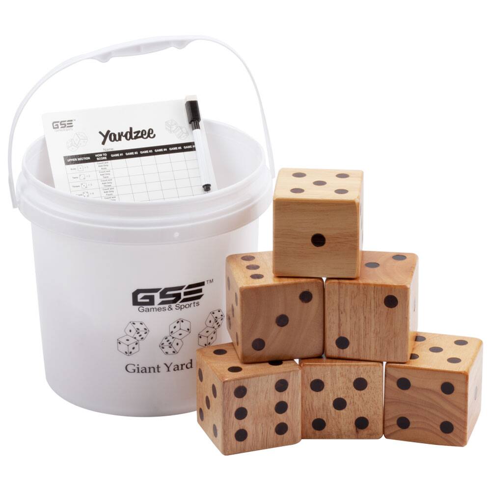 GSE Games & Sports Expert - 3.5-Inch Premium Oak Giant Yard Dice Set with Bucket and Yardzee & Farkle Scorecard. price history on PriceWatchPro