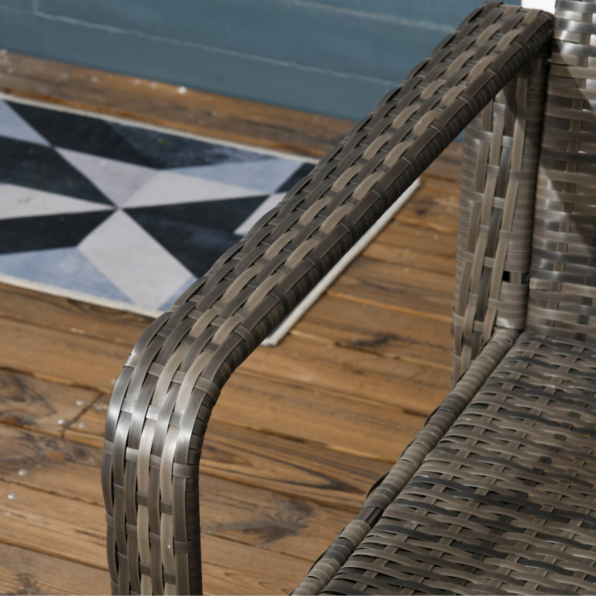 Alt View 7. Outsunny - 3 Pieces Wicker Outdoor Bistro Set, Rattan Patio Furniture Set with Storage Coffee Table and Porch Chairs - Beige.