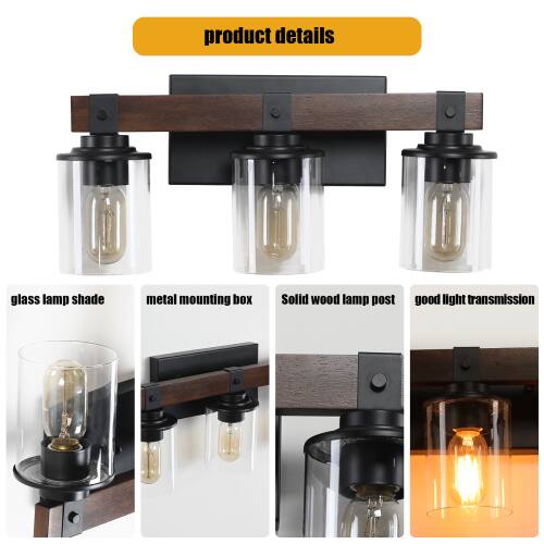 product details  
glass lamp shade  
metal mounting box  
Solid wood lamp post  
good light transmission