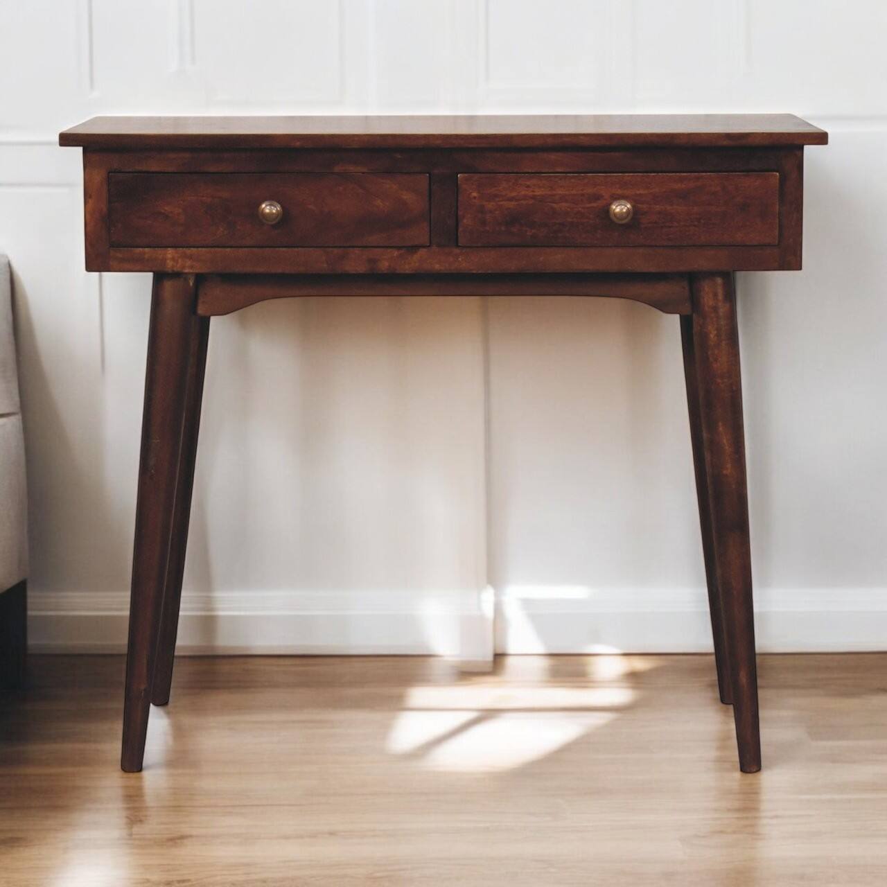 Alt View 7. Artisan Furniture - California Walnut Hallway 2 Drawer Console Table - Dark Brown.