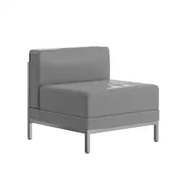 Emma + Oliver - Contemporary LeatherSoftSoft Reception Modular Middle Chair - Gray