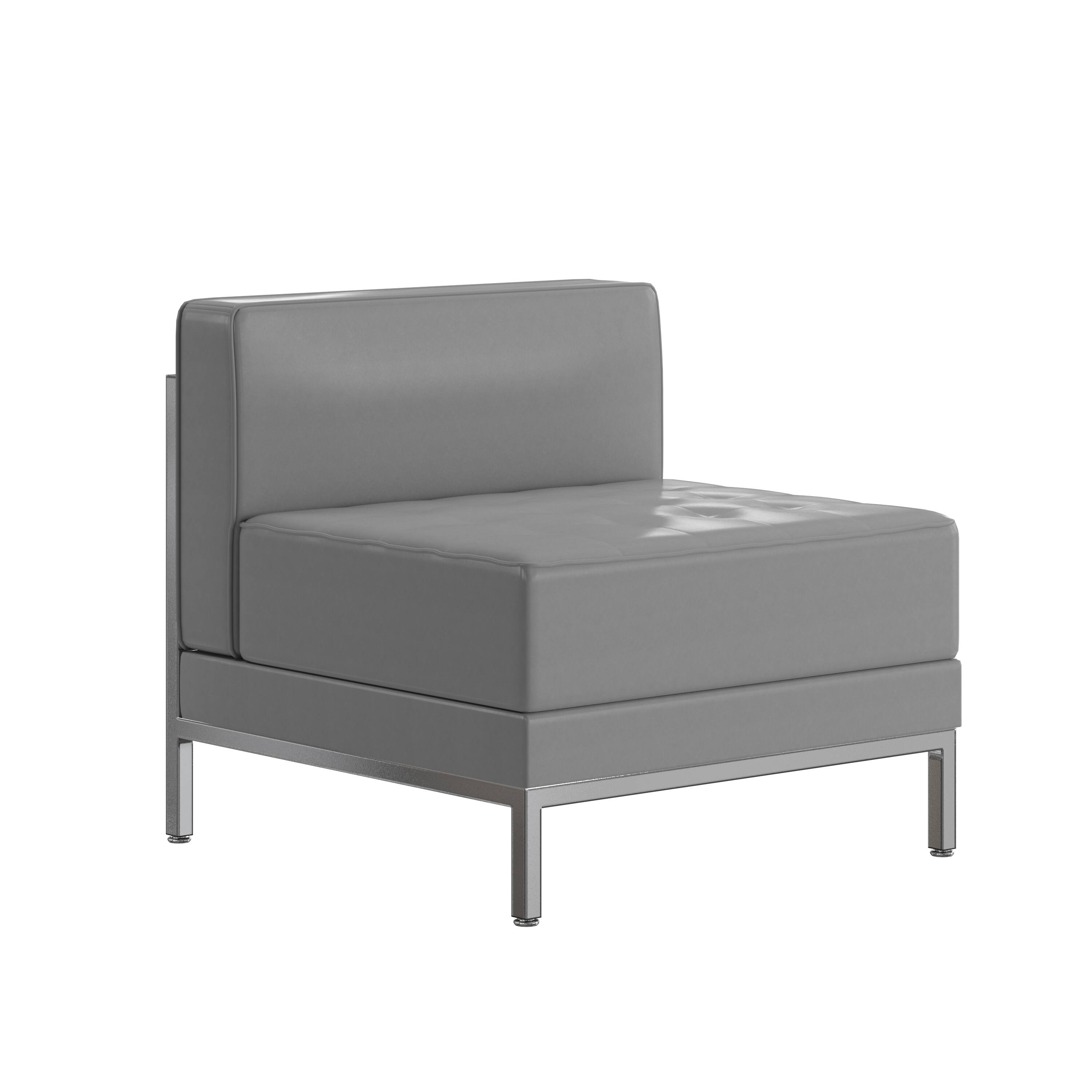 Front. Emma + Oliver - Contemporary LeatherSoftSoft Reception Modular Middle Chair - Gray.