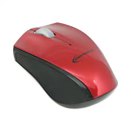 Front. Innovera - Mini Wireless Optical Mouse 2.4 Ghz Frequency/30 Ft Wireless Range Left/right Hand Use Red/black - Red/Black.