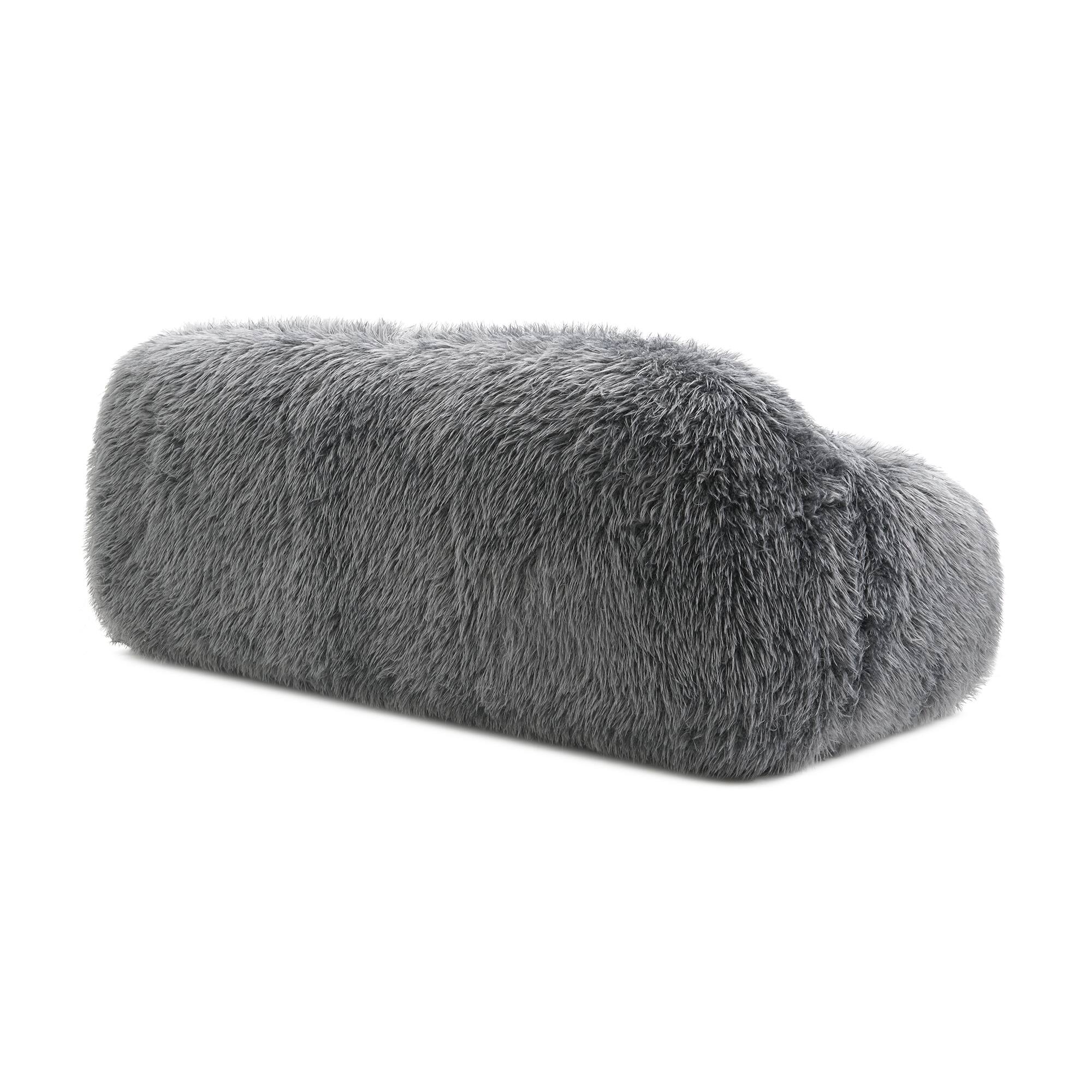 Alt View 2. Vaczon - 3-Seater Plush Faux Fur Sofa with Soft Long Pile and Luxurious Comfort for Living Rooms or Apartments - Dark Gray.
