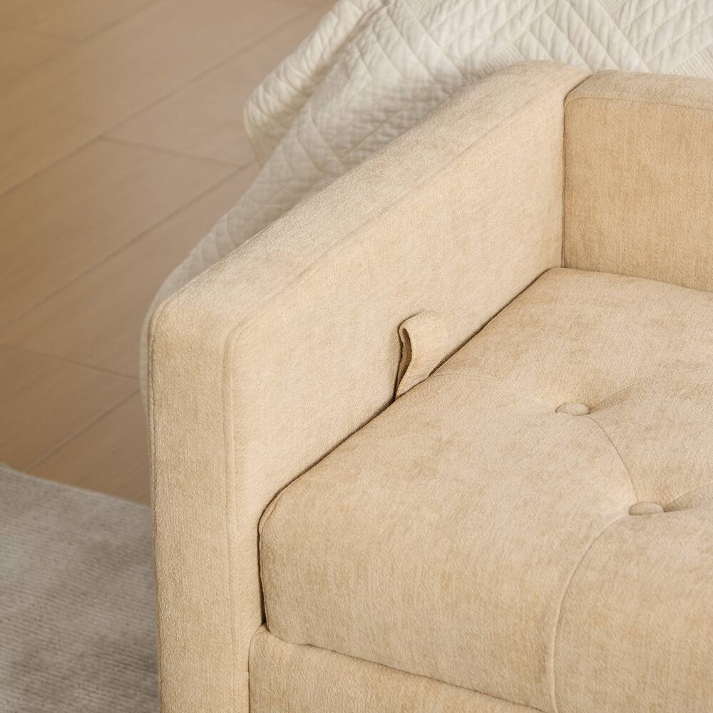 Alt View 6. Ropilly - Ropilly 64.6" Upholstered Storage Bench, Tufted End of Bed Bench with Backrest & Armrests, Wheat - Wheat.