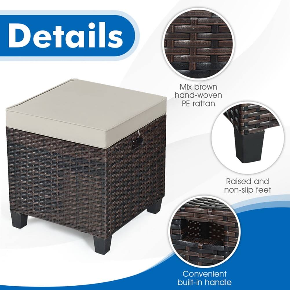 Details

- Mix brown hand-woven PE rattan
- Raised and non-slip feet
- Convenient built-in handle