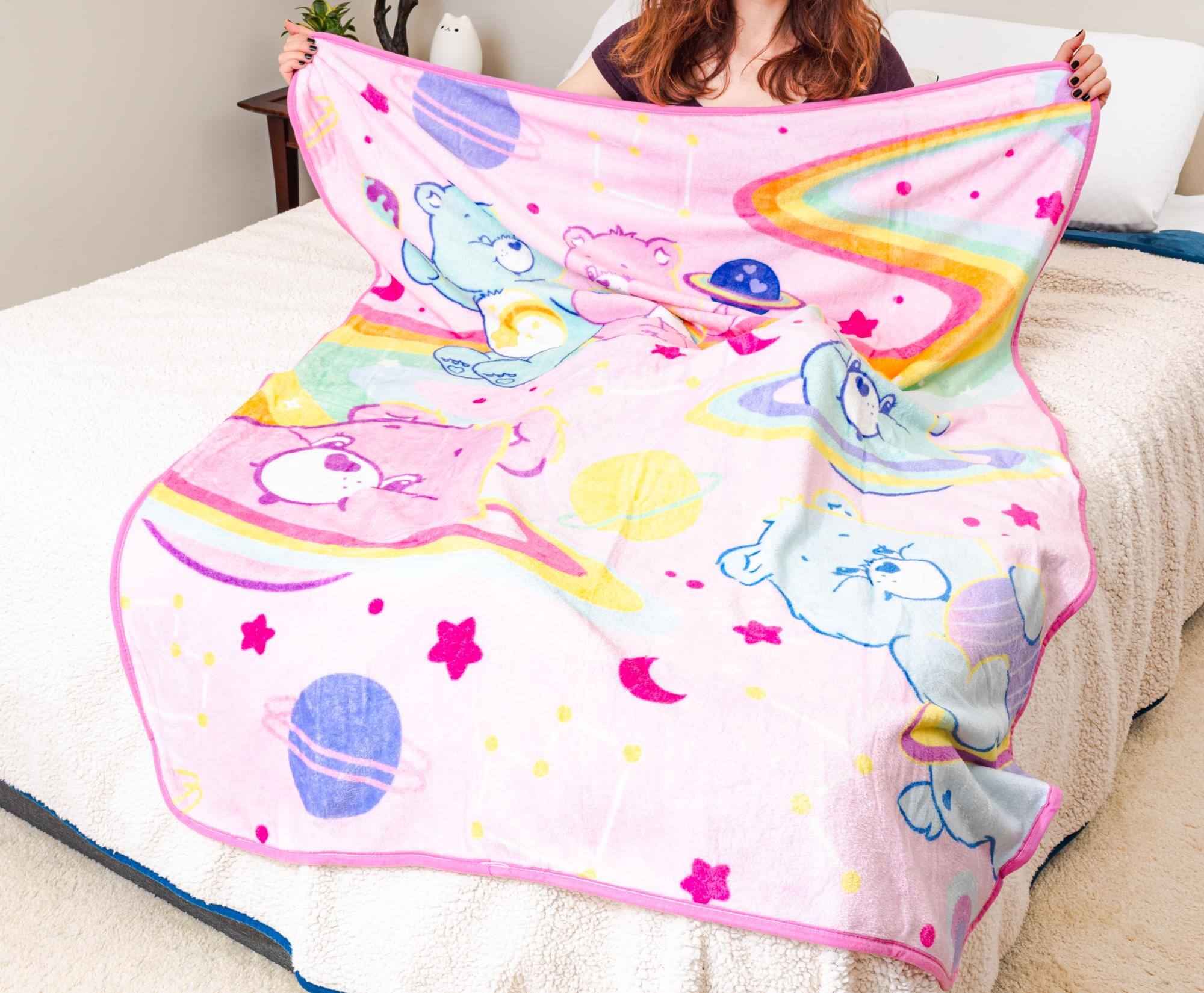Alt View 5. Silver Buffalo - Care Bears Rainbow Cosmic Space Fleece Throw Blanket | 45 x 60 Inches - Pink.