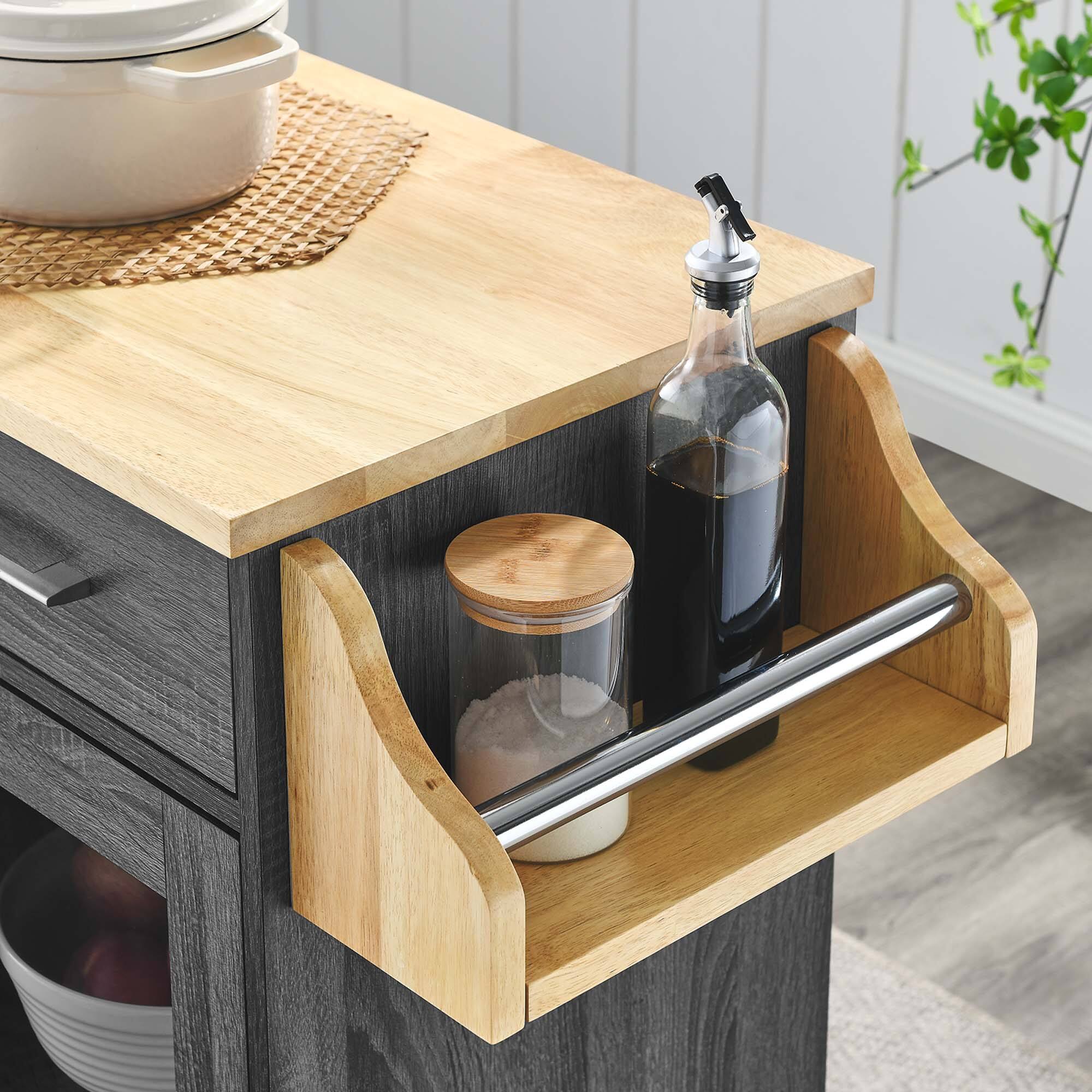 Alt View 1. Modway - Culinary Kitchen Cart With Spice Rack by Modway - Charcoal Natural.