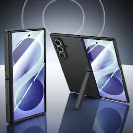 Dteck - for Samsung Galaxy Z Fold8 Ultra Case with Built-in Screen Protector, Hinge Protection with Kickstand - Black (Clear Screen Protector)