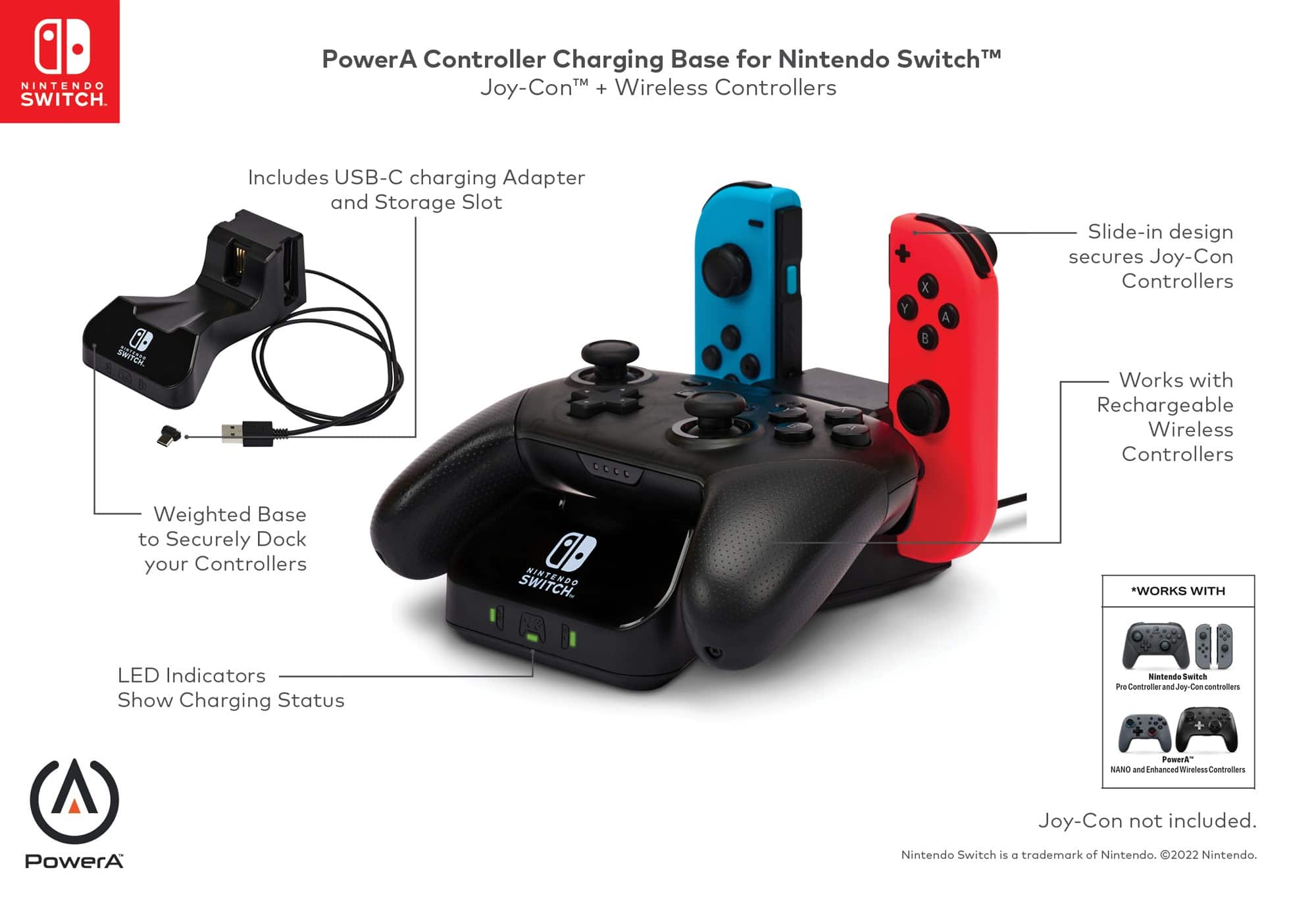 Alt View Zoom 12. PowerA - Controller Charging Base for Nintendo Switch (Joy-Con + Wireless) - Black.