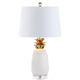 Jonathan Y - Pineapple 23" Ceramic LED Table Lamp - White/Gold