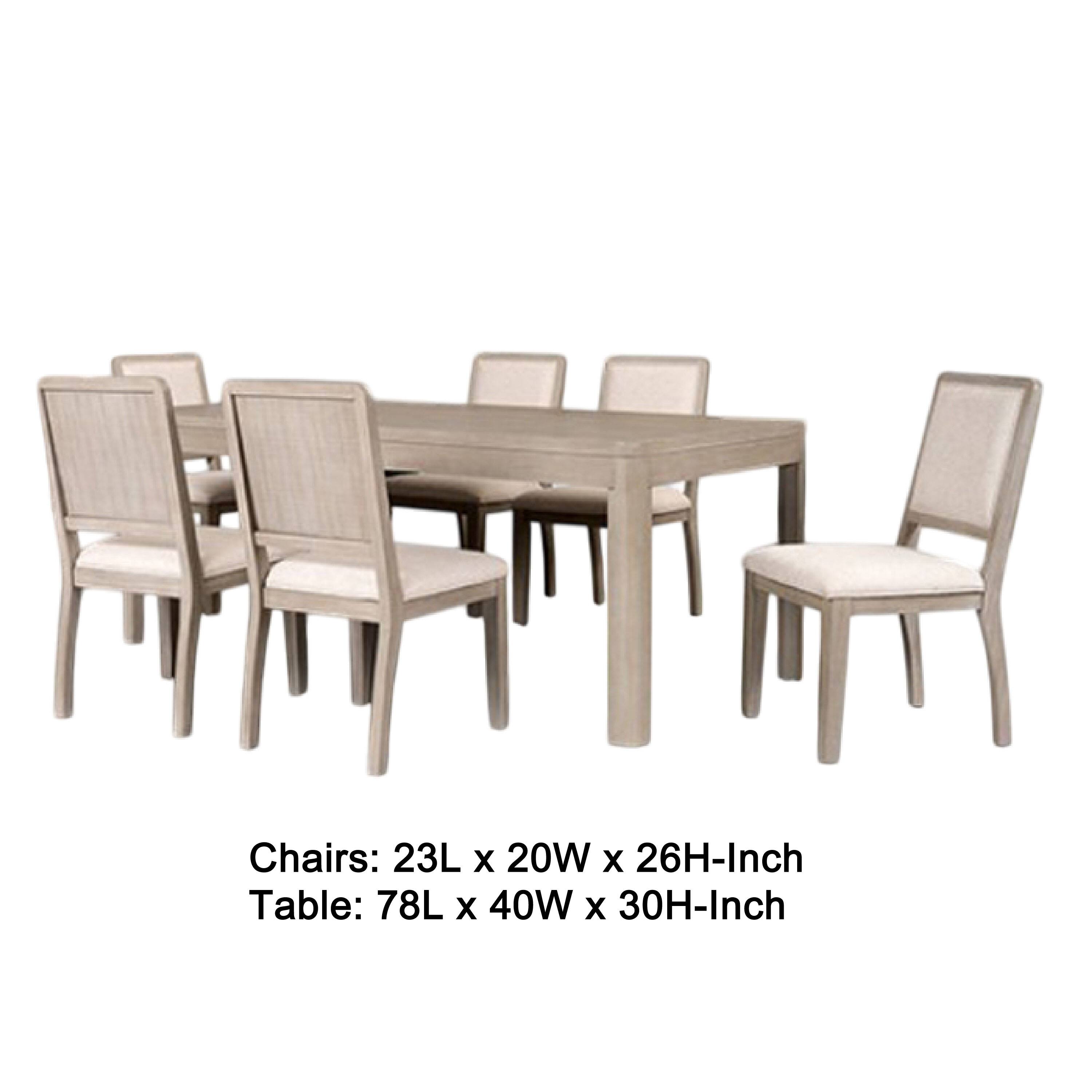 Chairs: 23L x 20W x 26H-Inch  
Table: 78L x 40W x 30H-Inch