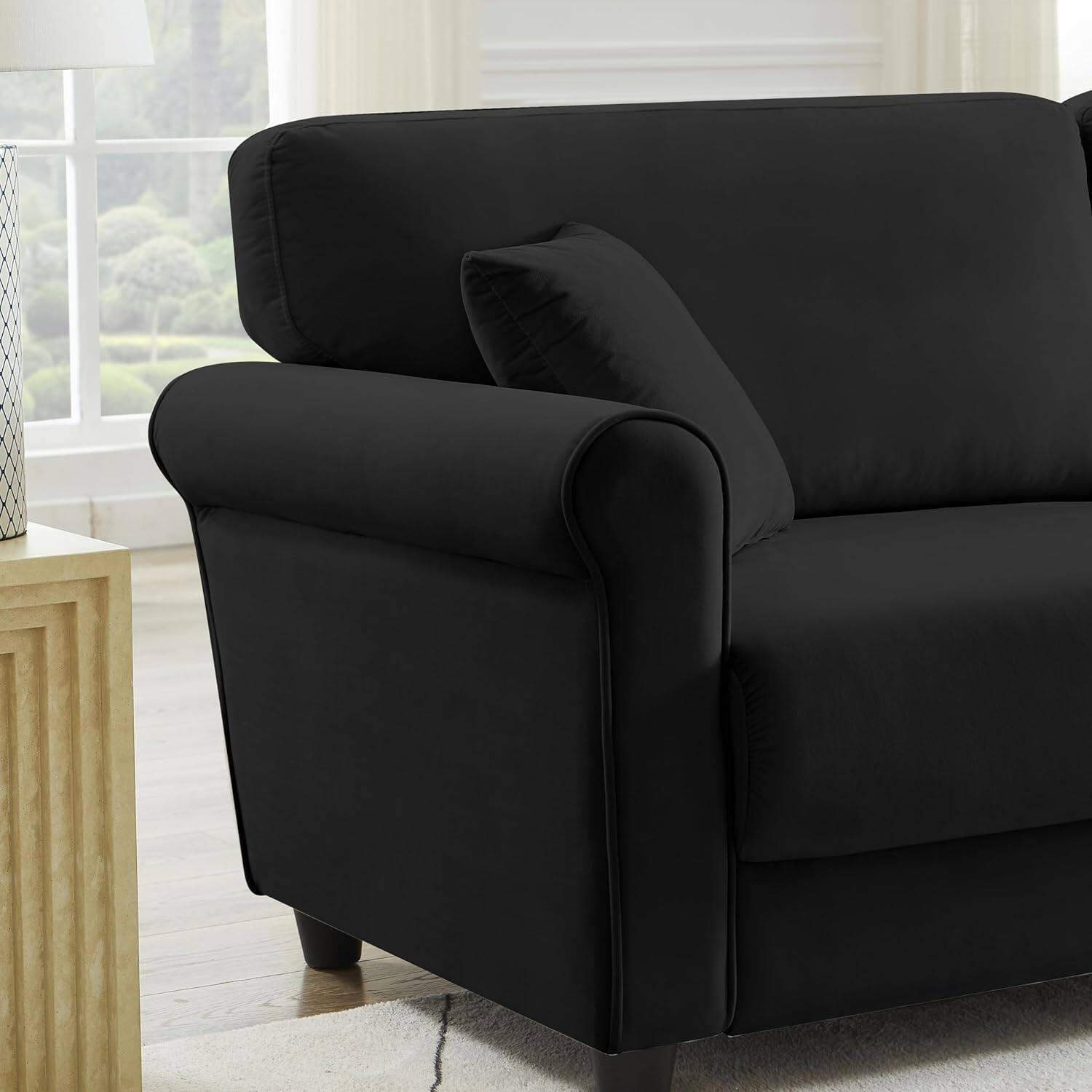 Alt View 1. Electra Tech Xpress - FREEHOMAE-Modren 82.48'' Velvet Fabric Couch, 3 Seater Sofa, Big Loveseat for Living Room - Black.