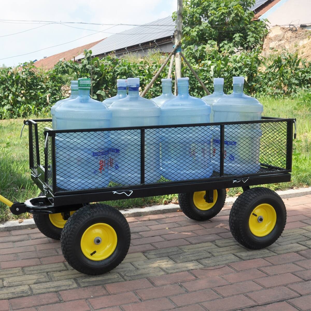 Alt View 7. Loheer - Loheer Heavy Duty Garden Cart with Pneumatic Tires, 880 lb Static Load, Black and Yellow.