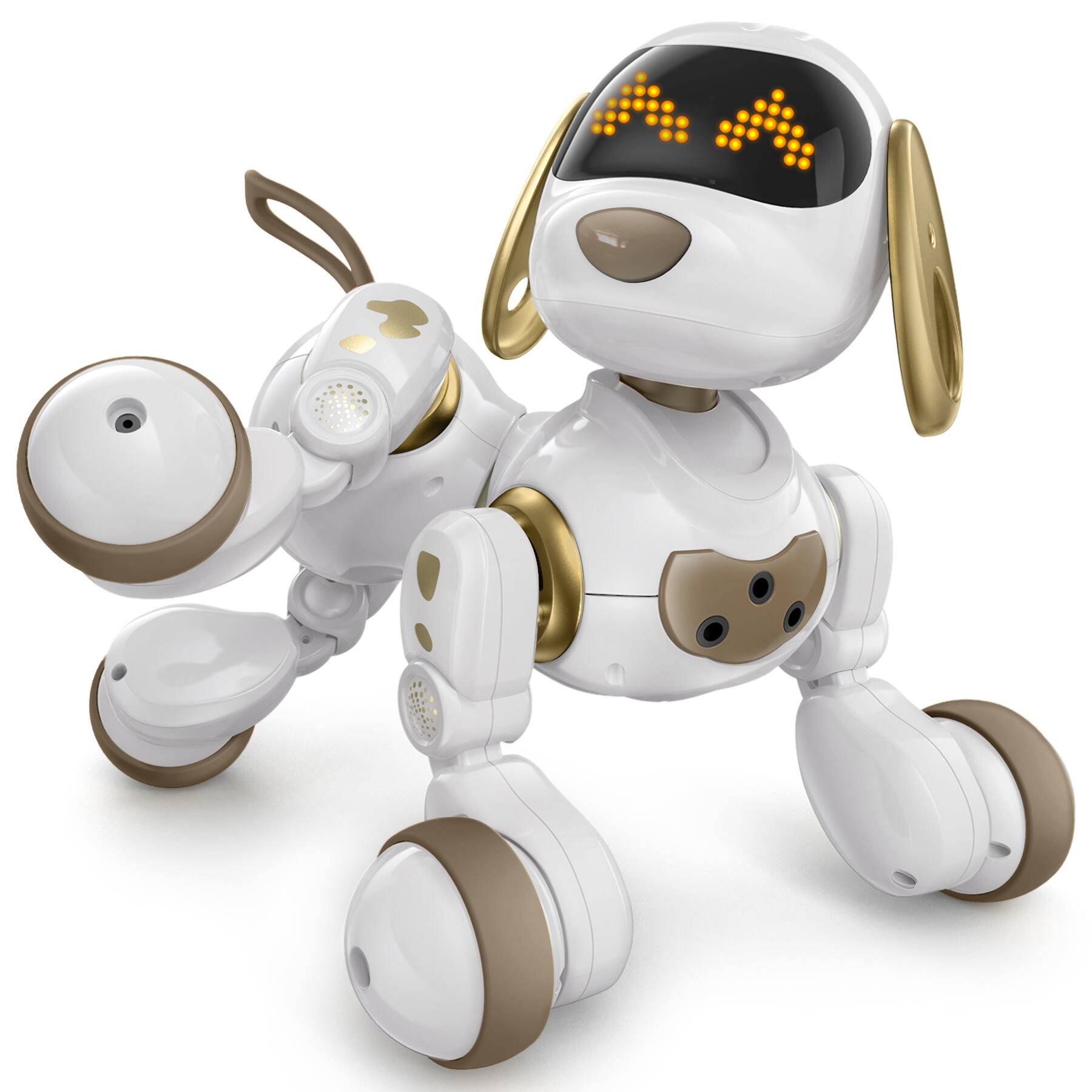 Alt View 5. Ruko - 18011 Smart Robot Dog Toy for Kids, Interactive Puppy with Remote & Gesture Control,Gifts for boys and girls - White & Gold.
