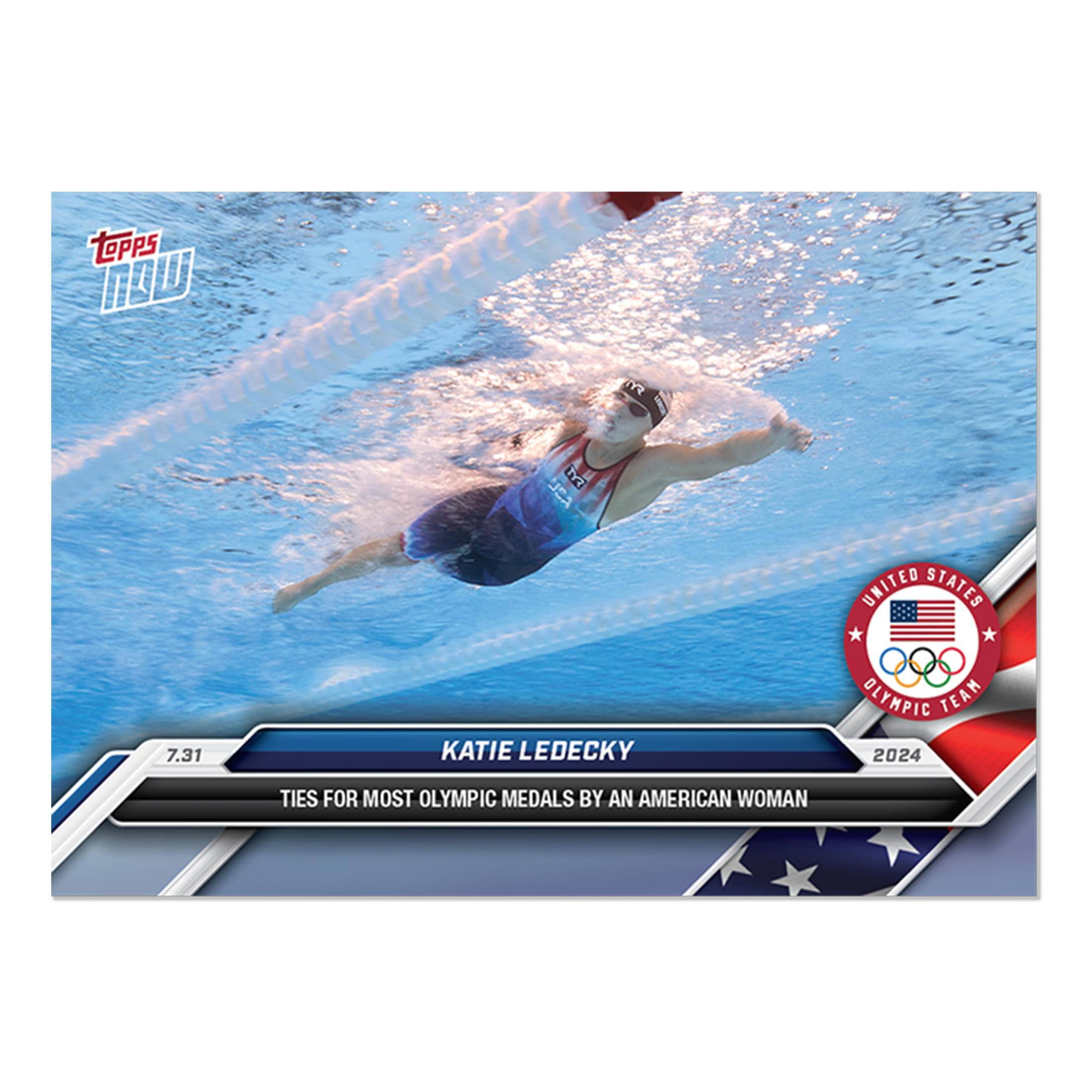Topps  
United States Olympic Team  
7.31  
Katie Ledecky  
2024  
Ties for Most Olympic Medals by an American Woman