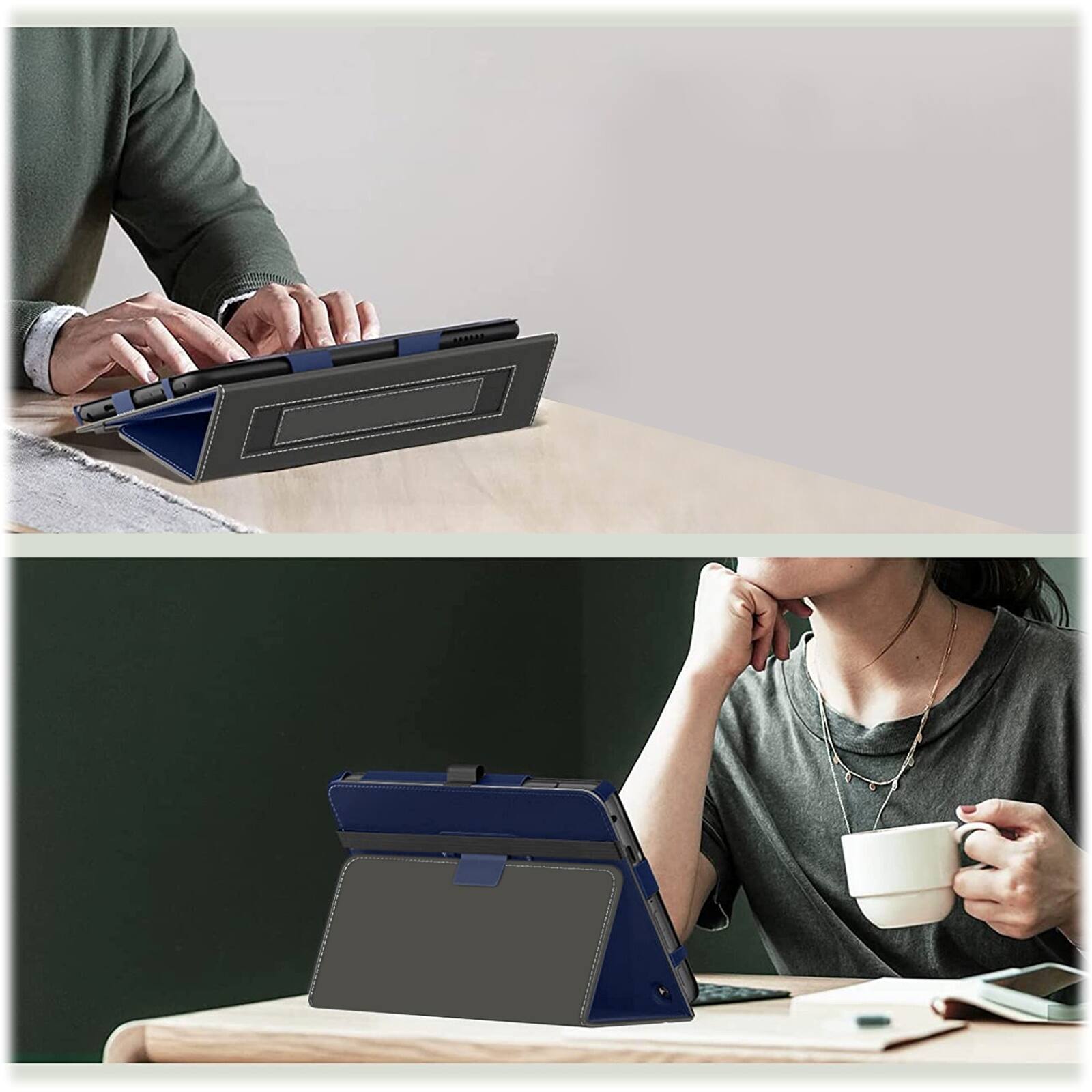 Alt View 14. SaharaCase - Hand Strap Series Folio Case for Amazon Fire 7 (2022) - Blue.