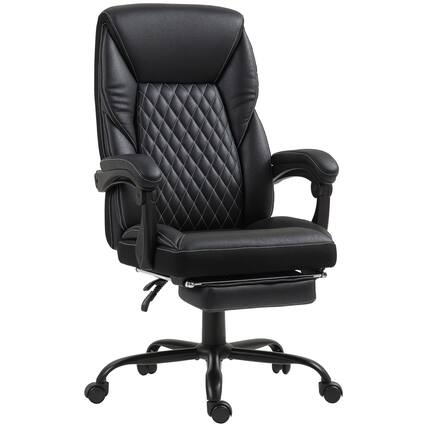 Front. Homcom - Ergonomic Office Chair with Foot Rest, Reclining, High Back - Black.