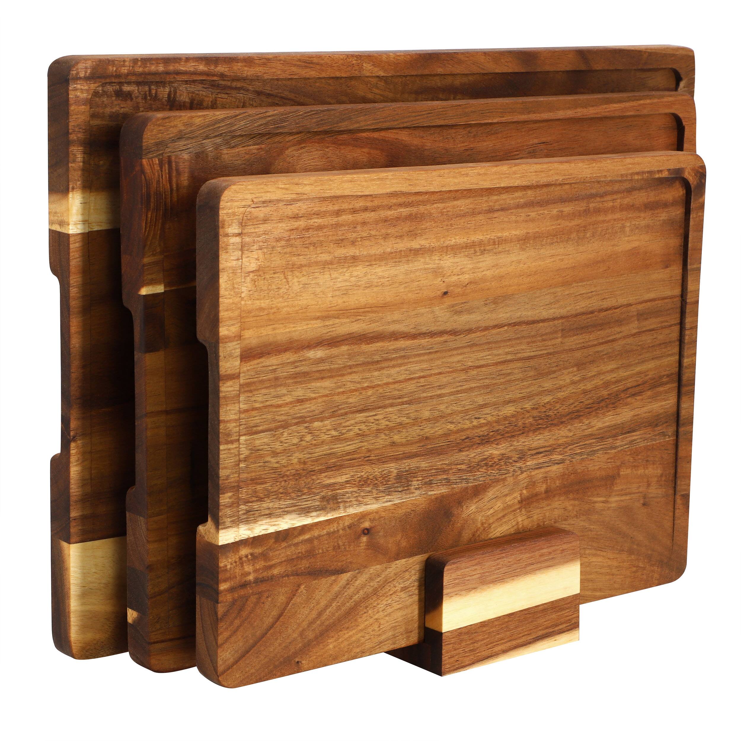 Alt View 8. MegaChef - MegaChef 3 Piece Acacia Wood Cutting Board Set with Base - Brown.
