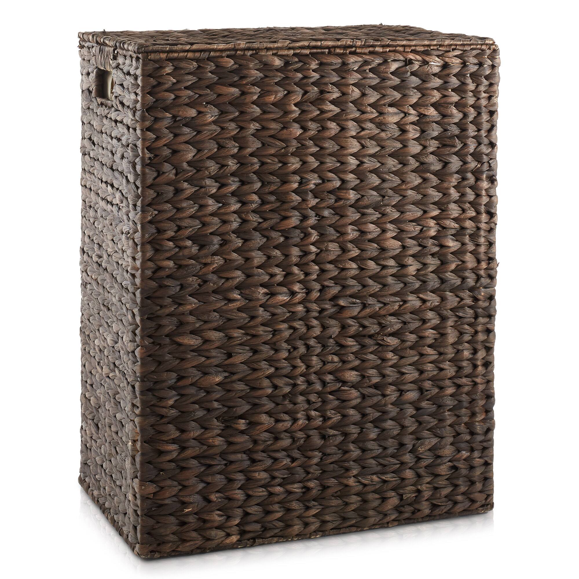 Alt View 3. Casafield - Large Laundry Hamper Basket w Lid and Liner - Water Hyacinth - Espresso.