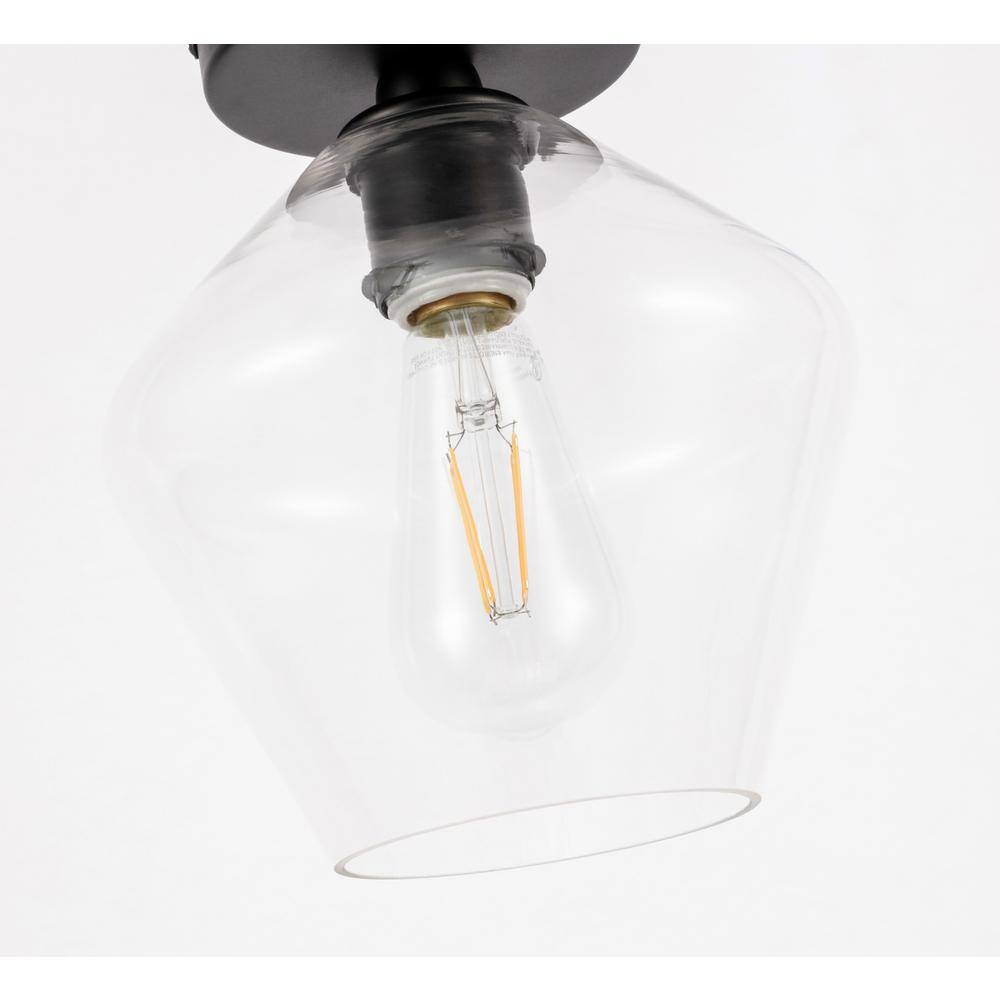 Alt View 2. Living District - Gene 1 light Black and Clear glass Flush mount - Black And Clear Glass.