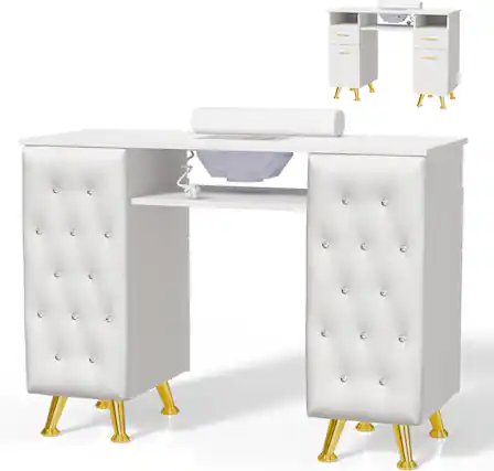 Front. Winado - Manicure Table with Dust Collector, Nail Desk for Nail Tech, Nail Station with Storage for Makeup & Beauty & Spa & Salon - White.