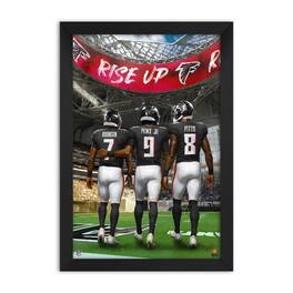 Sporticulture - Kyle Pitts, Bijan Robinson & Michael Penix Jr. Atlanta Falcons Framed Three-Player Art Print - Red