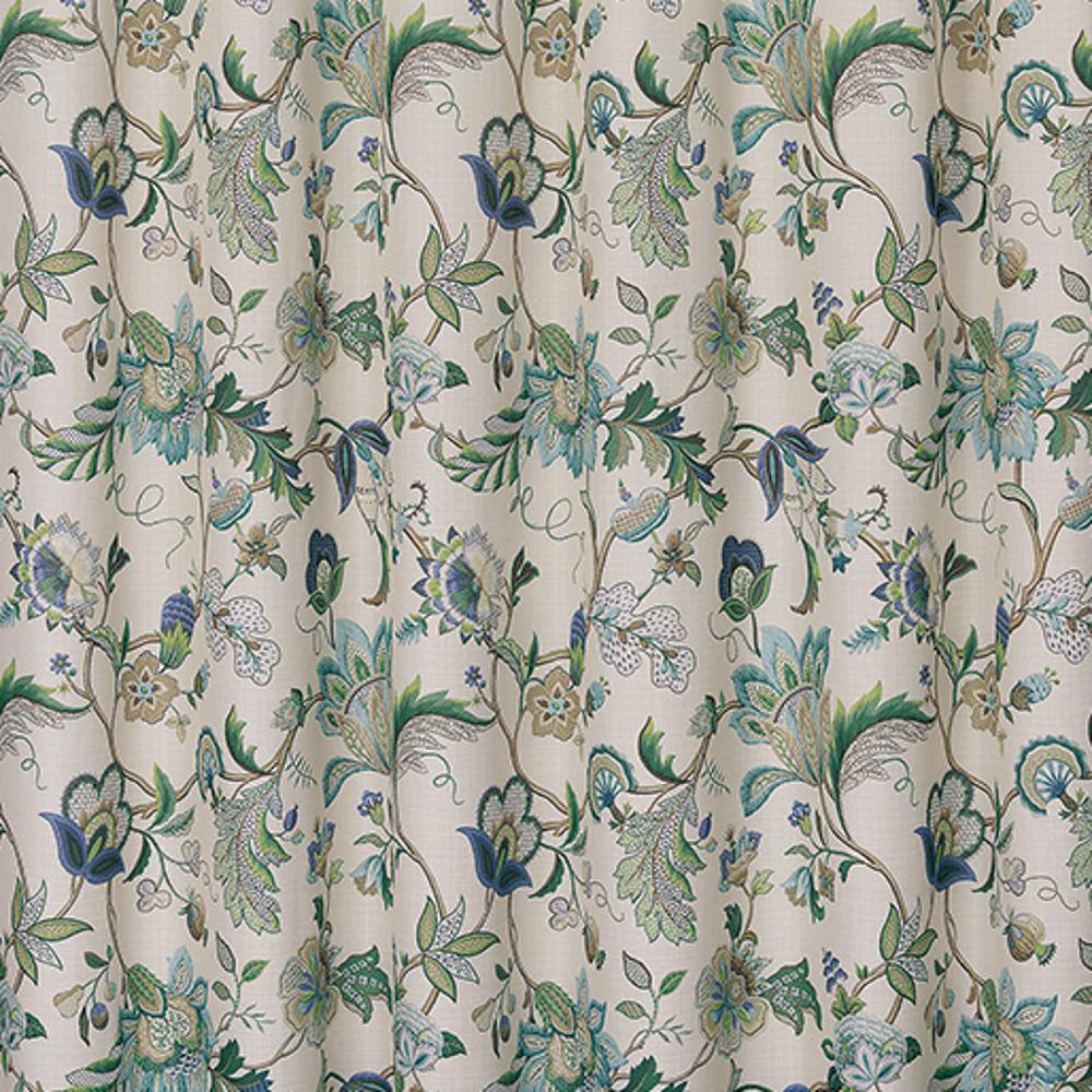 Left. Ellis Curtain - Ellis Curtain Brissac Classic Floral Design Button Holes Shower Curtain 70" x 72" Blue - Blue.